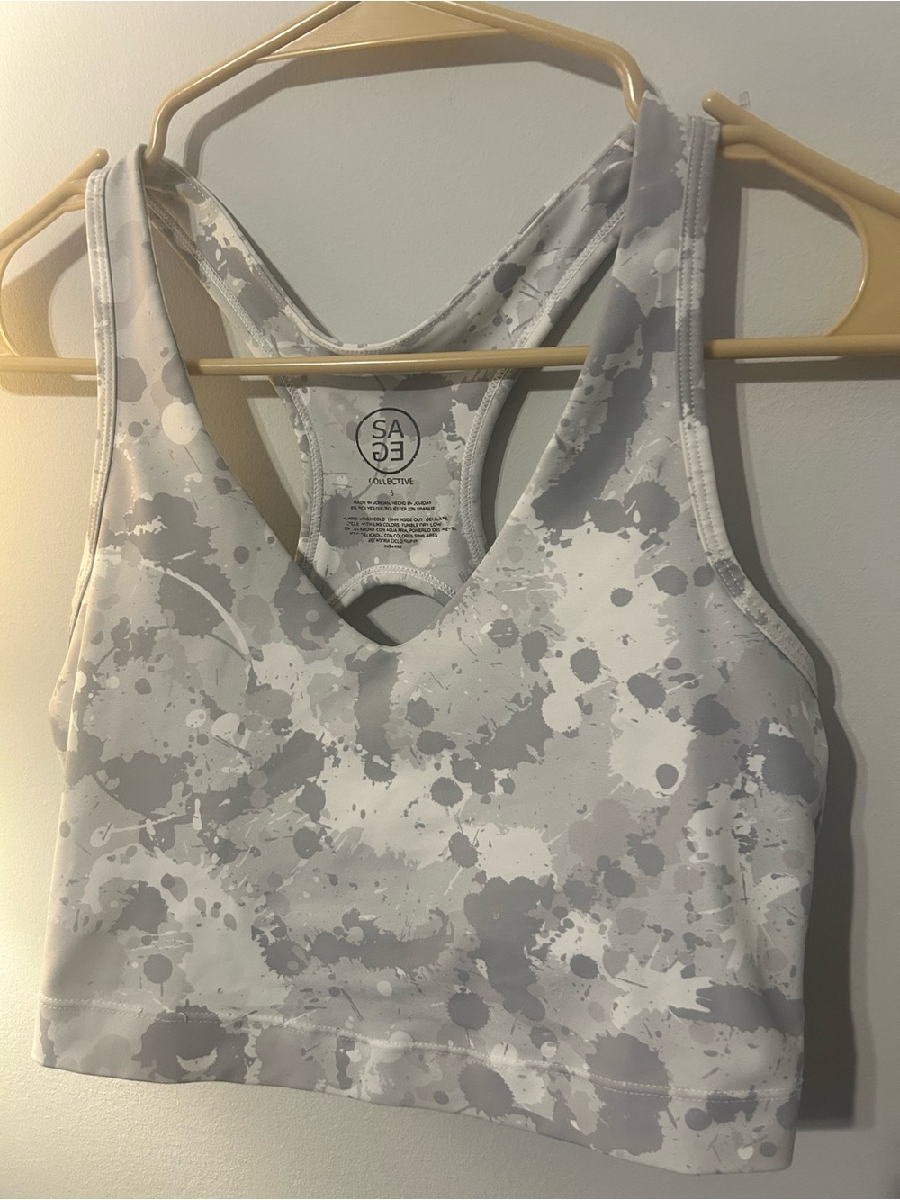 SAGE Collective Light Gray Splash Racerback Sports Bra